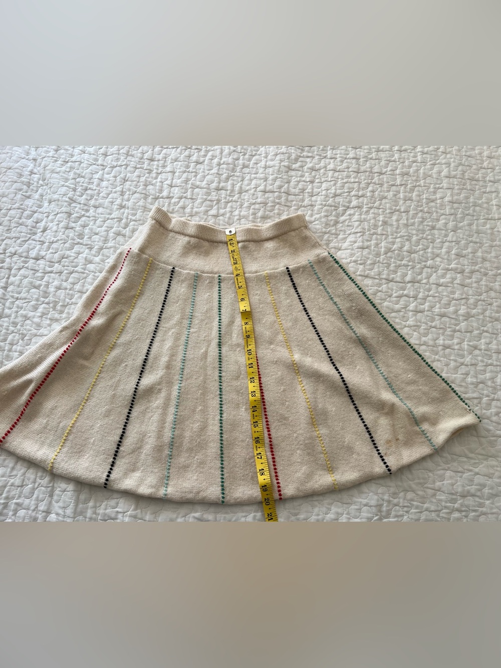 Christian A. New York Cream Knit A-Line Skater Skirt with Multicolor Stripes